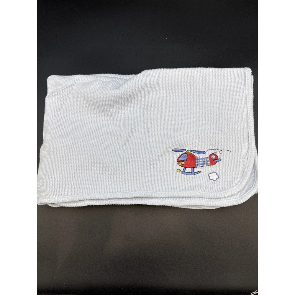 Circo Blue Baby Blanket Helicopter‎ Thermal Embroidered Boy Y2K 2000s Waffle